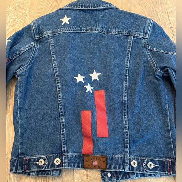 US Polo Assn Jean Jacket American Flag Deocr Women's L - Picture 5 of 9